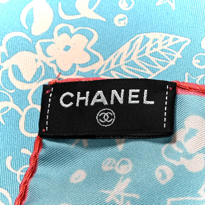 Chanel Silk CC Square Scarf Blue Multicolor 3 of 3