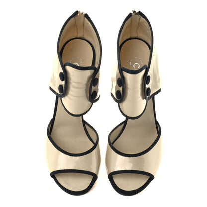 Chanel Patent CC Peep Toe Heels 39 Pearl 4 of 8