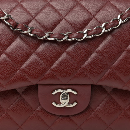 Chanel Caviar Quilted Jumbo Double Flap Dark Red 9 of 16