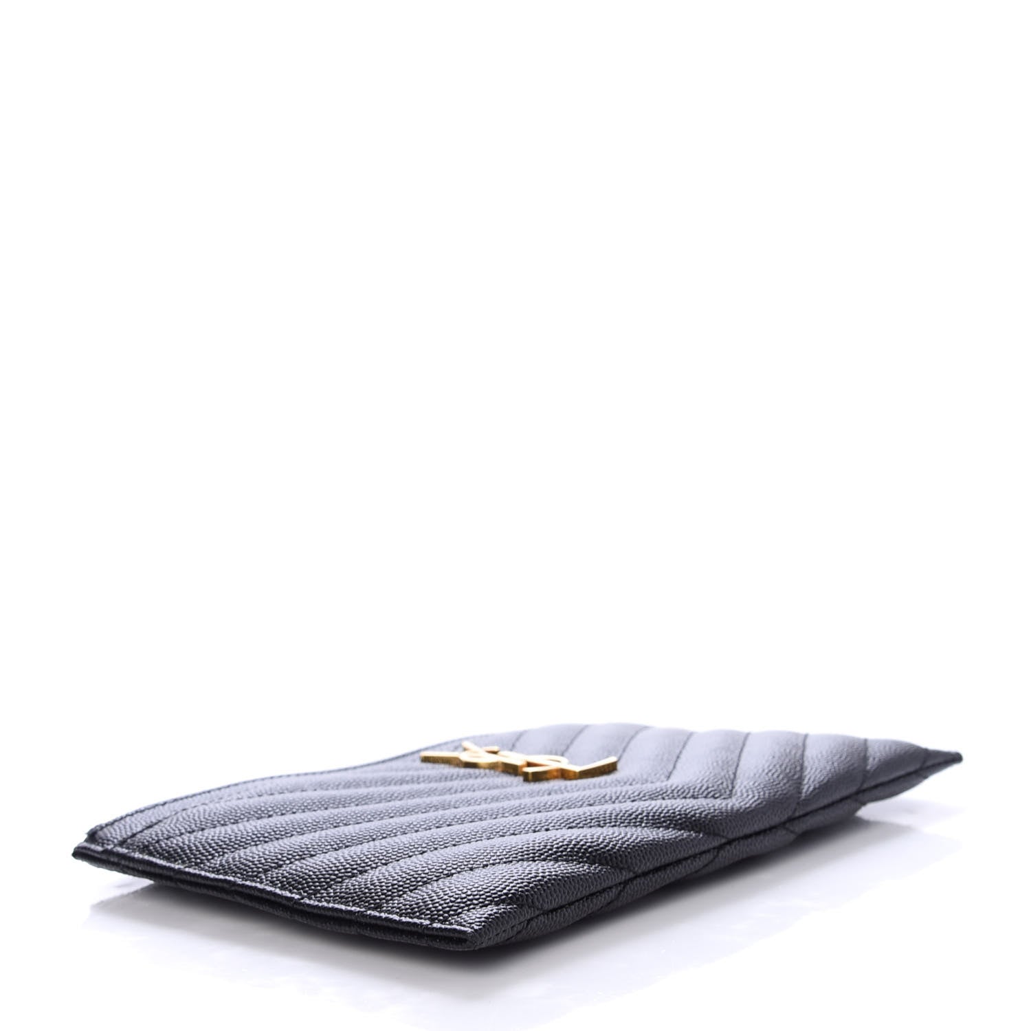 Saint Laurent Grain De Poudre Chevron Monogram Bill Pouch Black 4 of 6