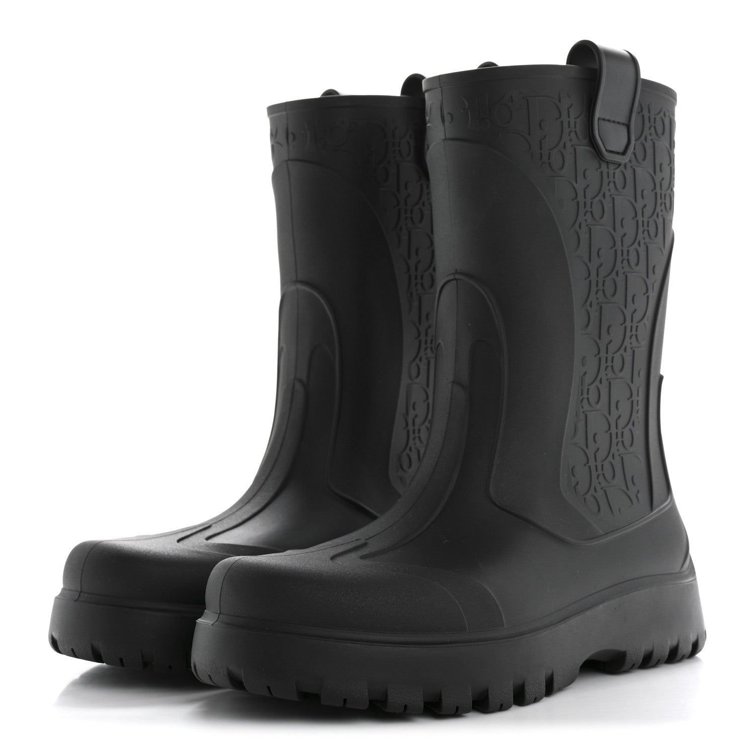 Christian Dior Rubber Oblique Garden Rain Boots 39 Black 3 of 7