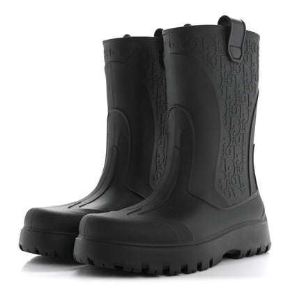 Christian Dior Rubber Oblique Garden Rain Boots 39 Black 3 of 7