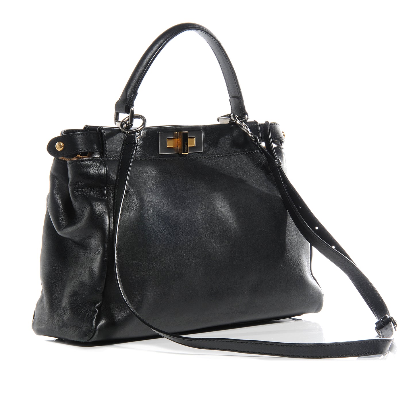 Calfskin Calf Hair Leopard Print Medium Peekaboo Iconic Satchel Black