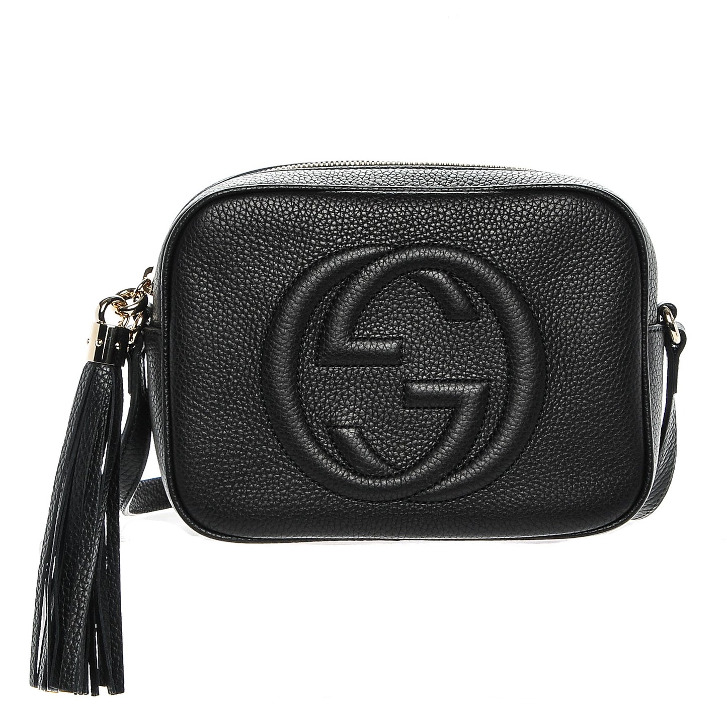 Pebbled Calfskin Small Soho Disco Bag Black