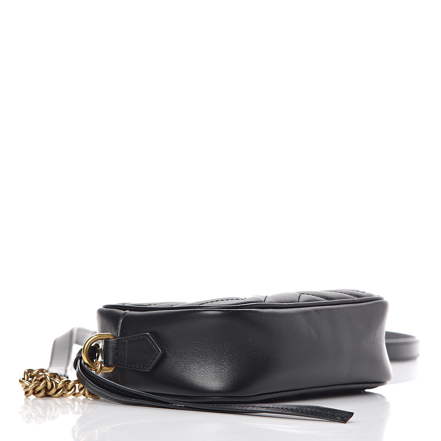 Gucci Calfskin Matelasse Mini GG Marmont Chain Shoulder Bag Black 4 of 10