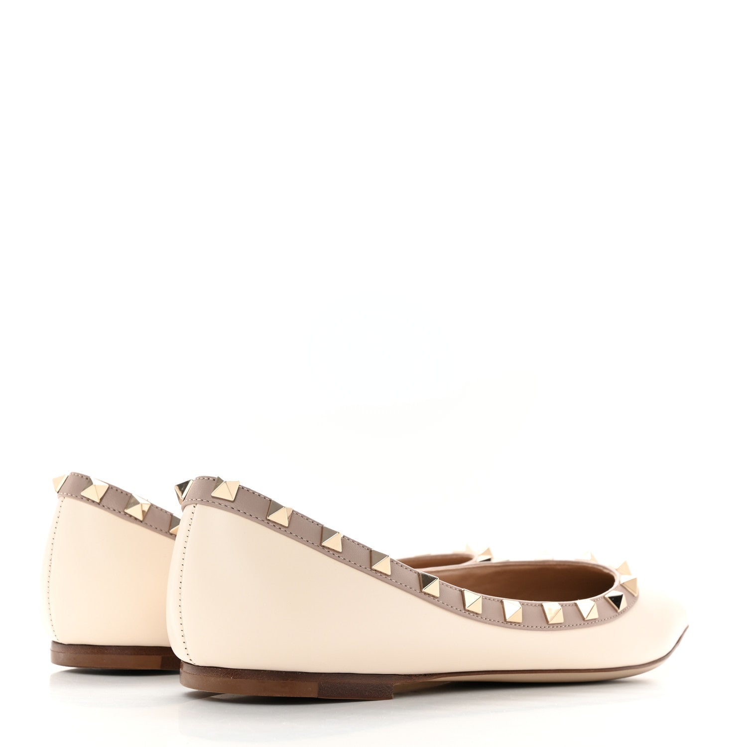 Valentino Garavani Nappa Rockstud Ballerina Flats 38.5 Light 39 Ivory Poudre 4 of 9
