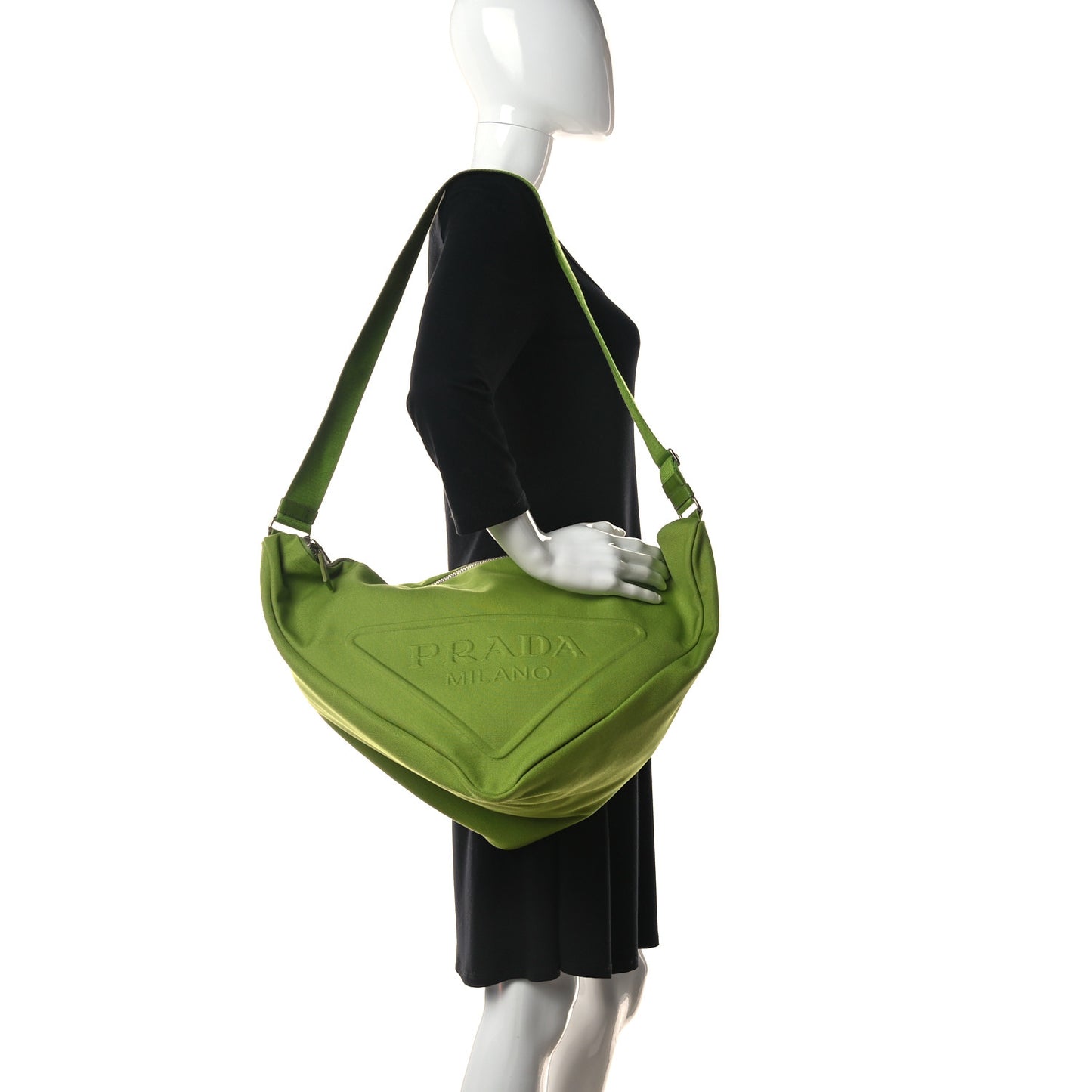 Canapa Logo Embossed Large Triangle Shoulder Bag Felce