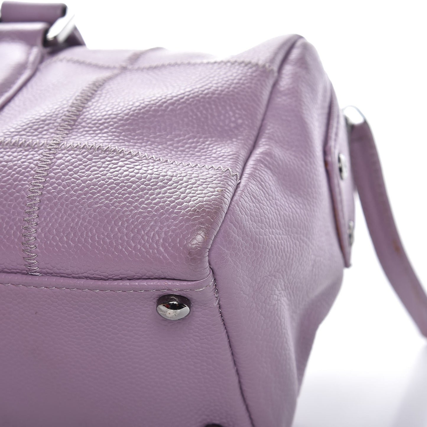Caviar Square Stitched Tote Purple