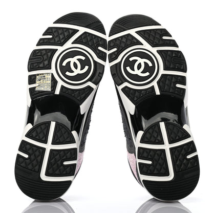 Chanel Tweed Suede Calfskin CC Sneakers 36.5 Gray Pink 5 of 7