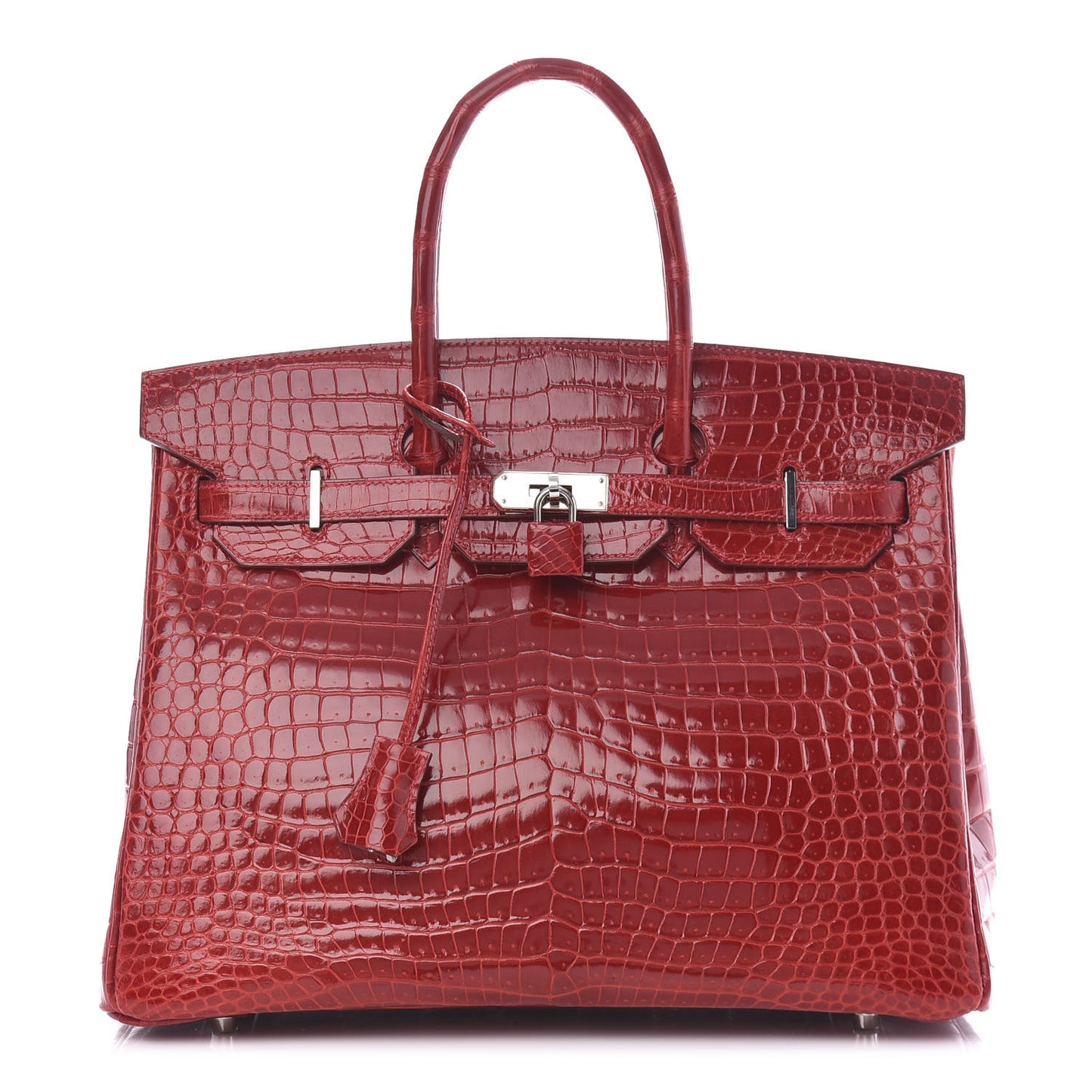 Shiny Porosus Crocodile Birkin 35 Rouge Vif