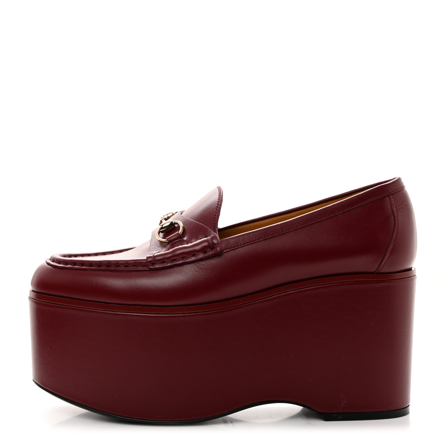 Gucci Ancora Calfskin Womens Horsebit Platform Loafers 38 Rosso 1 of 9