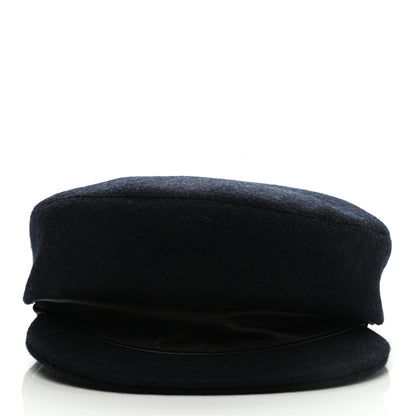 Hermes Broadcloth Newton Calfskin Dani Cap 58 Marine Black 3 of 9