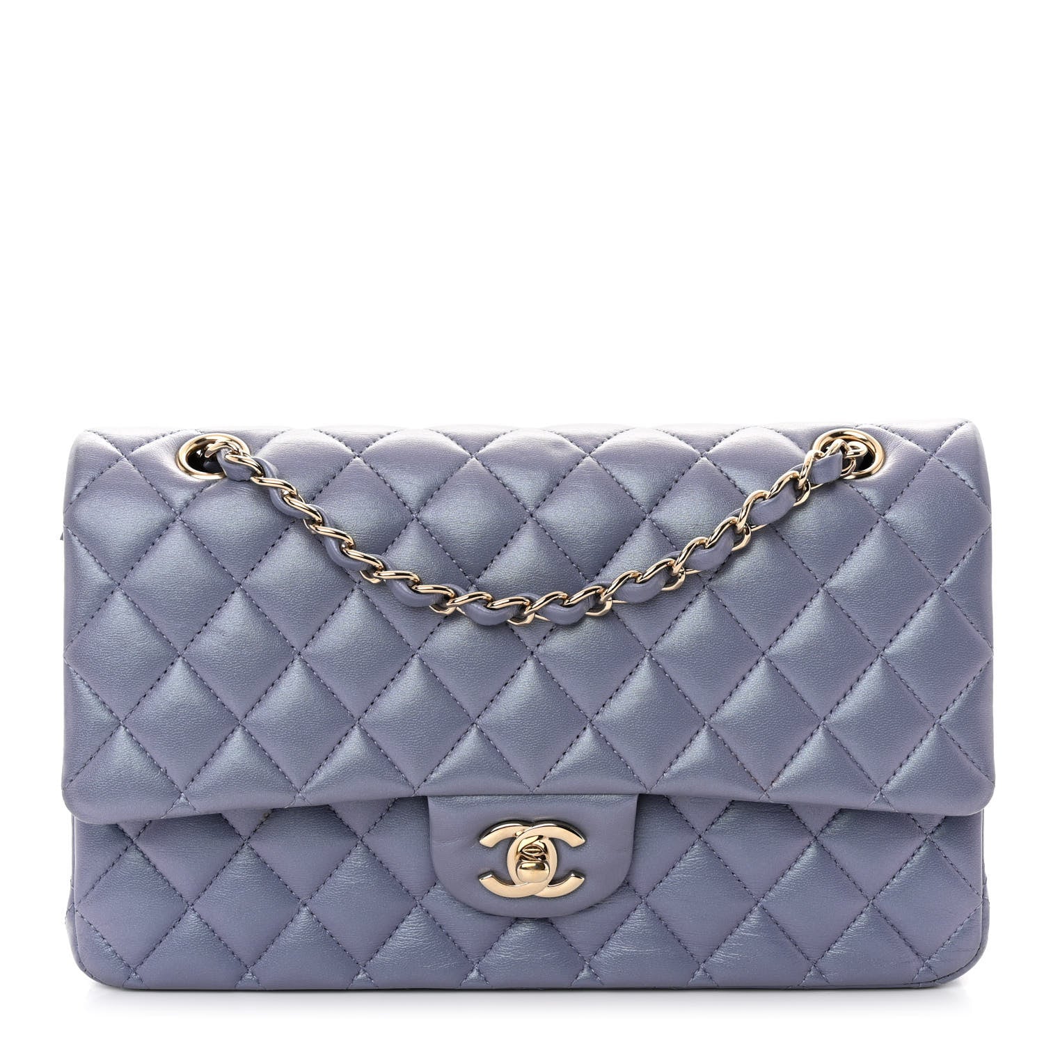 Chanel Metallic Lambskin Quilted Medium Double Flap Purple 1 of 11
