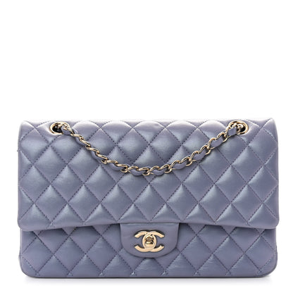 Chanel Metallic Lambskin Quilted Medium Double Flap Purple 1 of 11