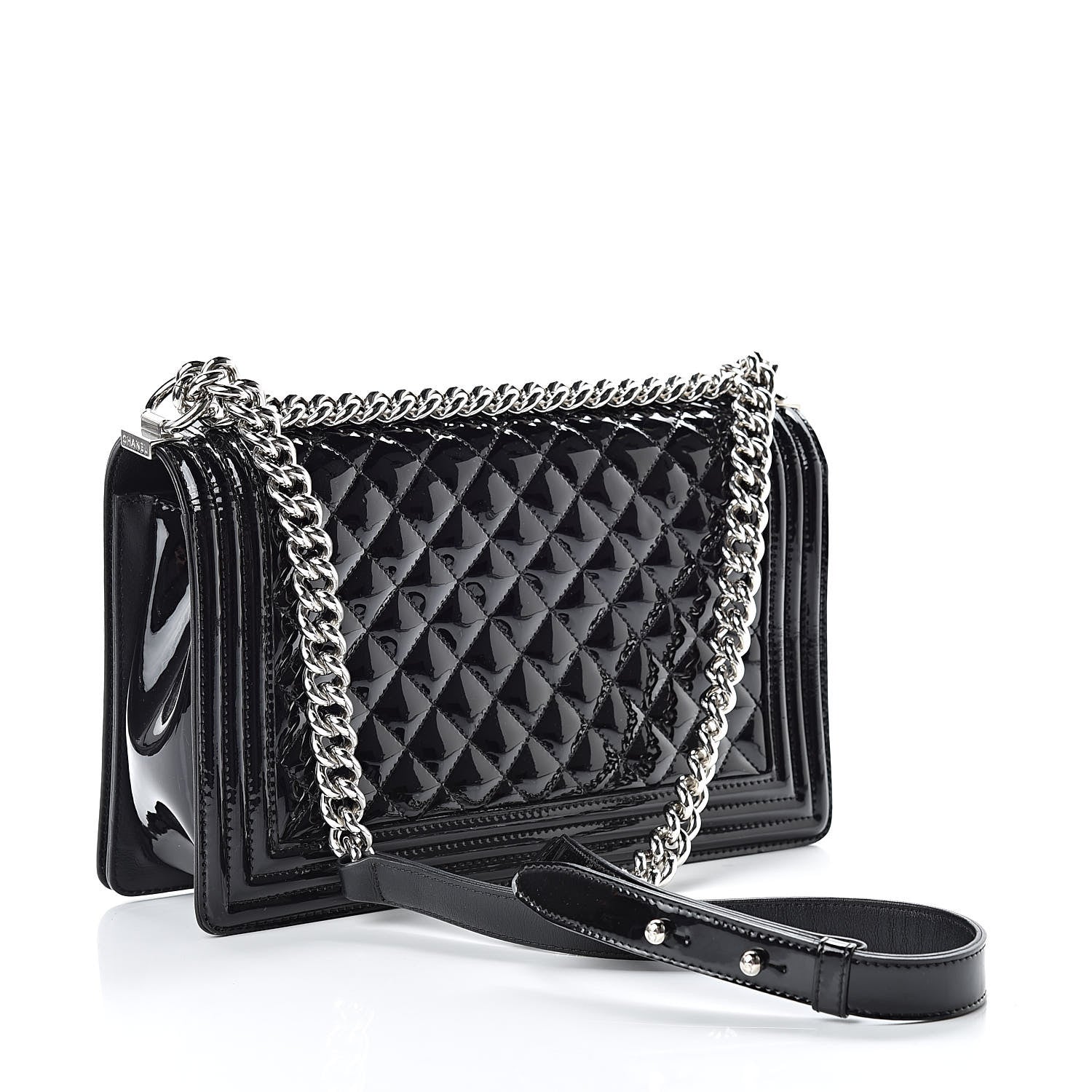 Chanel Patent Calfskin Quilted New Medium Plexiglass Boy Flap Black 3 of 11