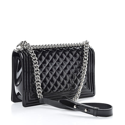 Chanel Patent Calfskin Quilted New Medium Plexiglass Boy Flap Black 3 of 11