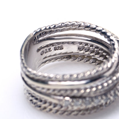 David Yurman Sterling Silver Diamond 11mm Wide Crossover Cable Ring 51 5.75 4 of 4