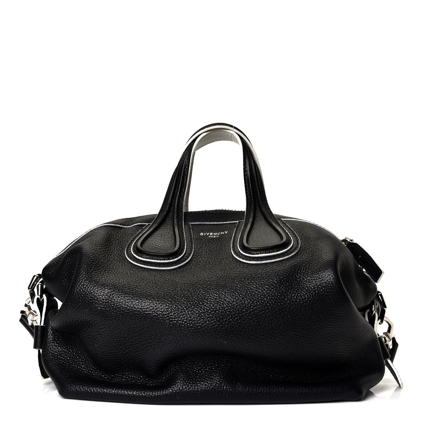 Waxy Grained Calfskin Medium Nightingale Black White