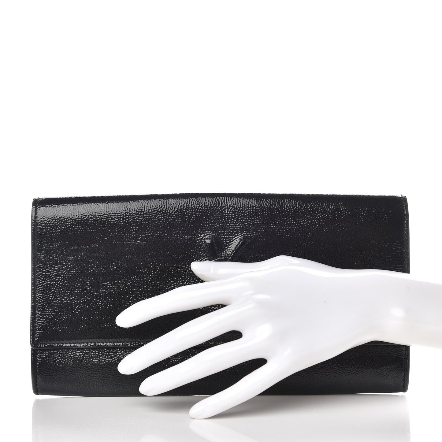 Textured Patent Monogram Small Belle De Jour Clutch Black
