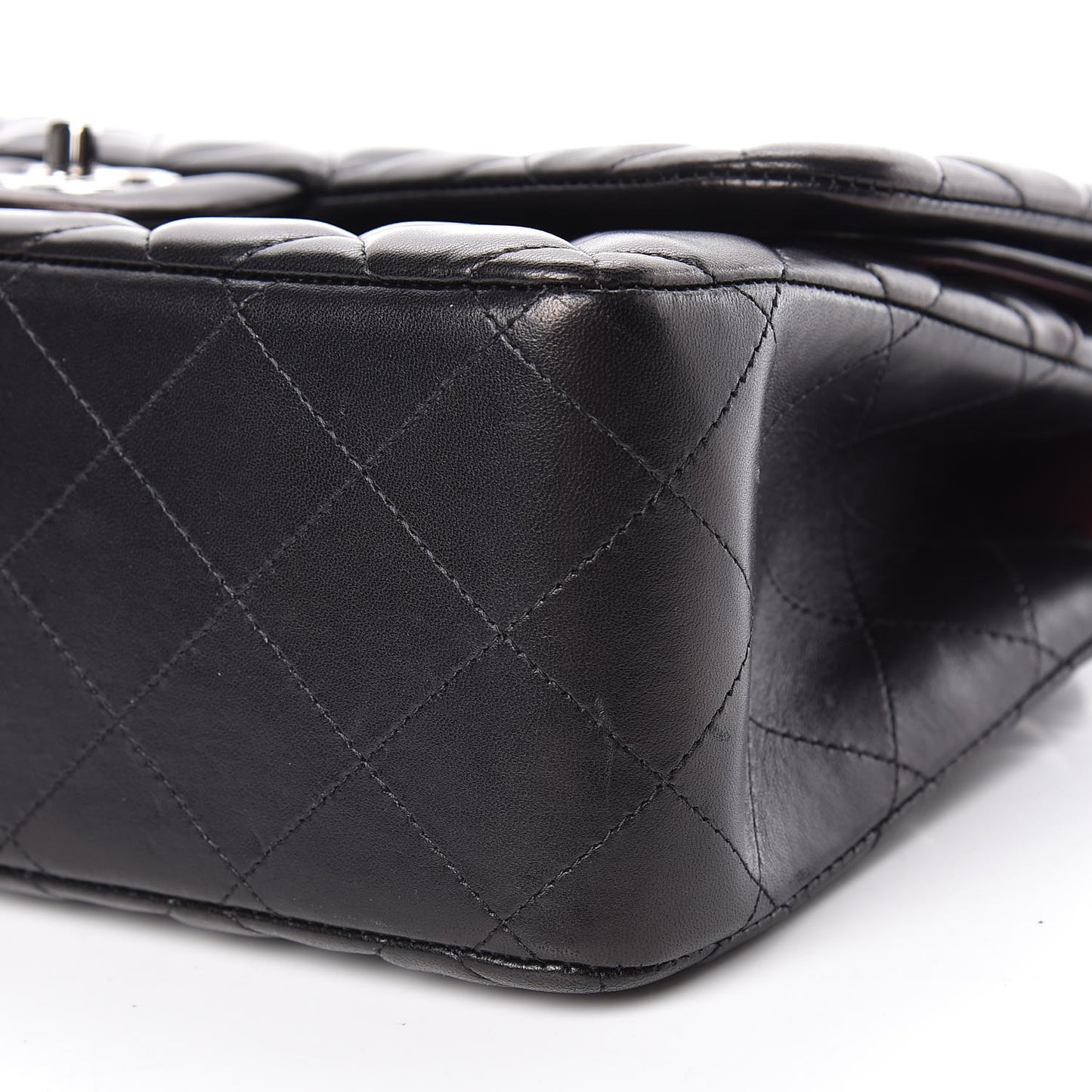 Lambskin Quilted Jumbo Double Flap Black