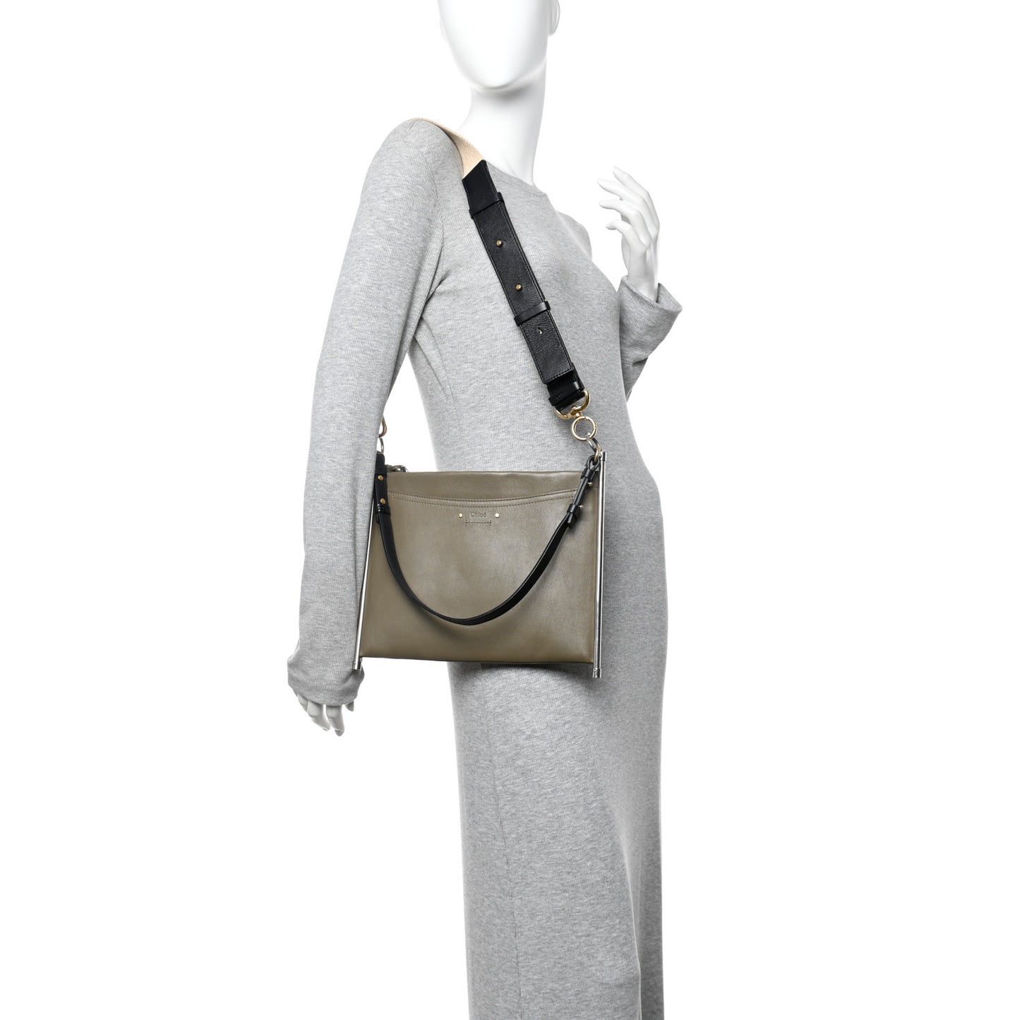 Smooth Calfskin Medium Roy Clutch Merino Grey