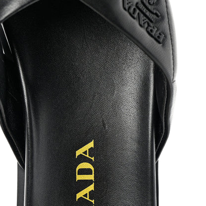 Prada Nappa Logo Quilted Criss Cross Slide Sandals 40 Black 9 of 10