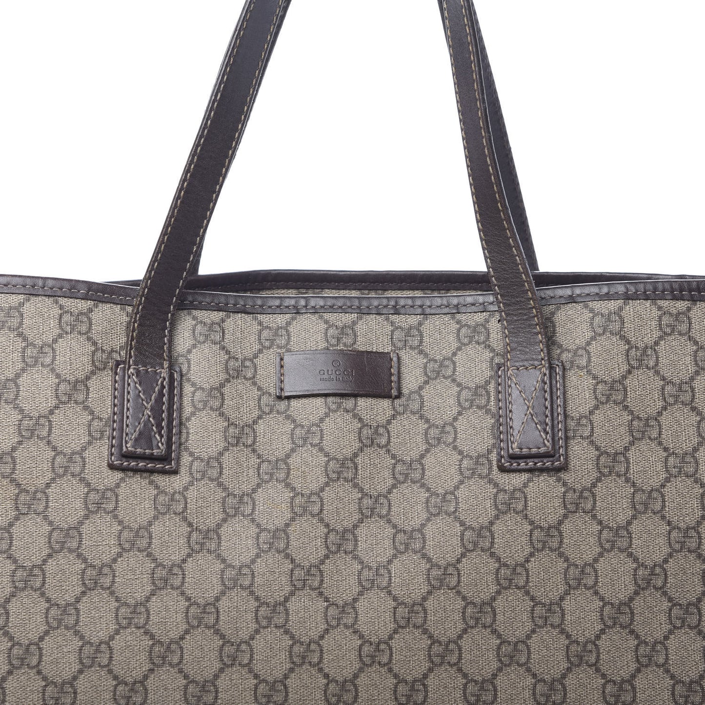 GG Supreme Monogram Large Zippered Shopping Tote Brown