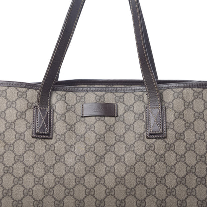 Gucci GG Supreme Monogram Large Zippered Shopping Tote Brown 9 of 11