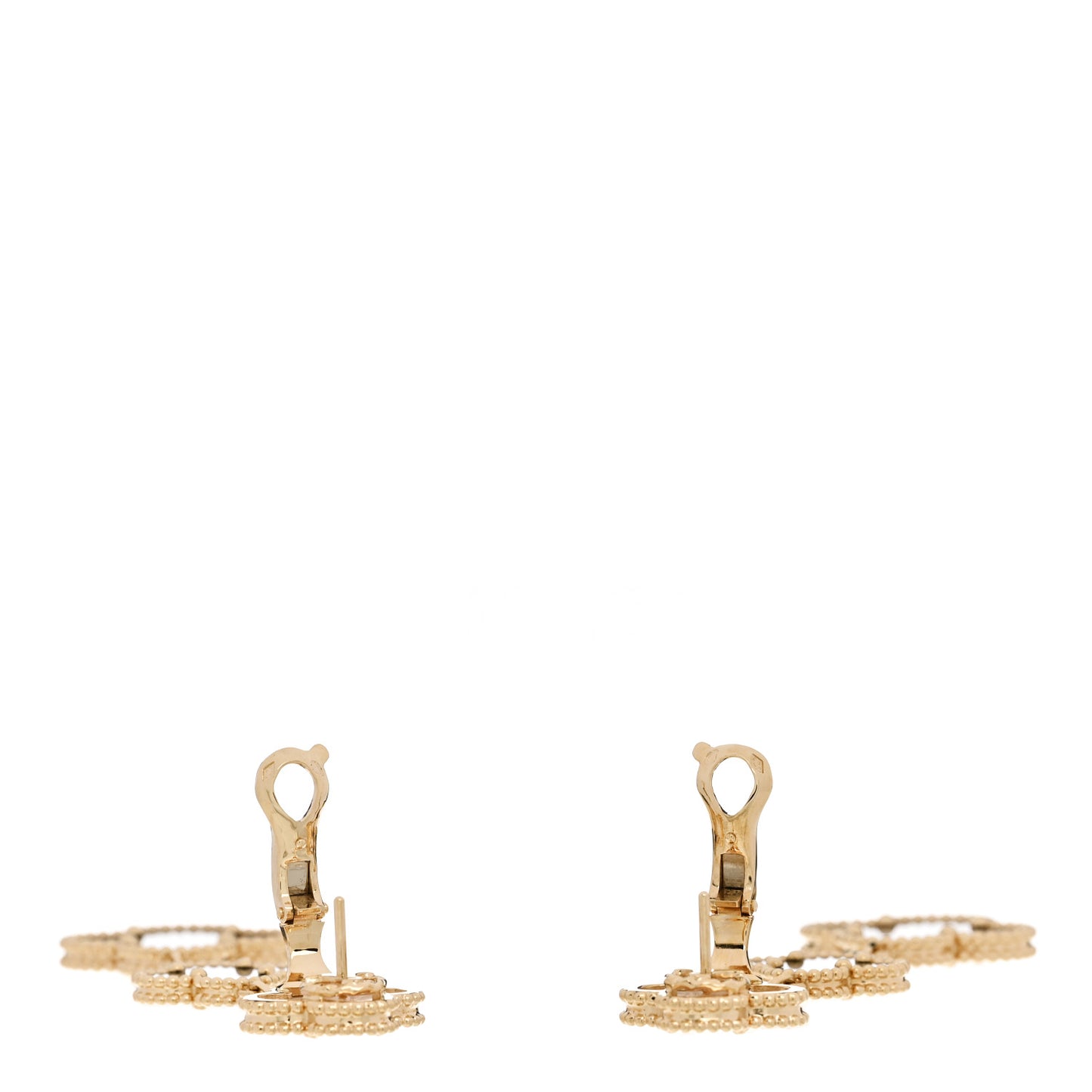 18K Yellow Gold Mother of Pearl Black Onyx 3 Motifs Magic Alhambra Earrings