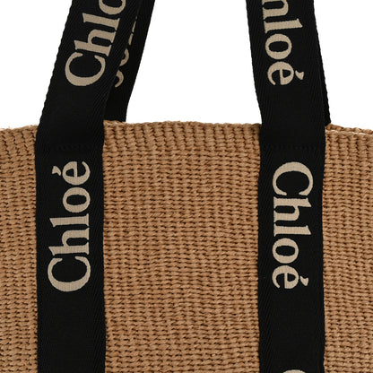Chloe Raffia Large Woody Tote Black 7 of 9