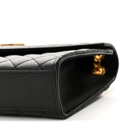 Saint Laurent Grain De Poudre Textured Mixed Matelasse Triquilt Medium Monogram Satchel Black 10 of 10