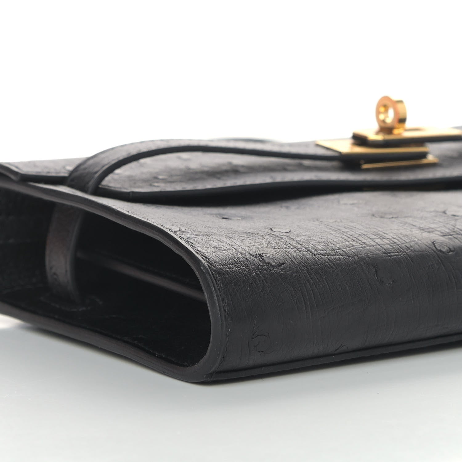 Hermes Ostrich Kelly Wallet To Go Black 9 of 10