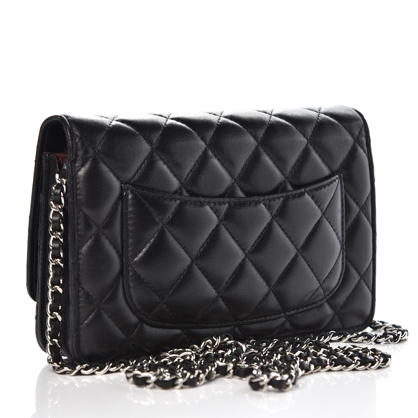 Lambskin Quilted Wallet On Chain WOC Black