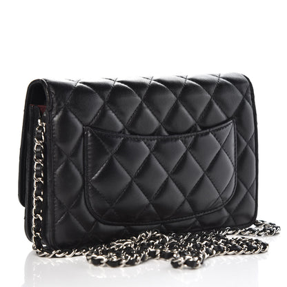 Chanel Lambskin Quilted Wallet On Chain WOC Black 3 of 11