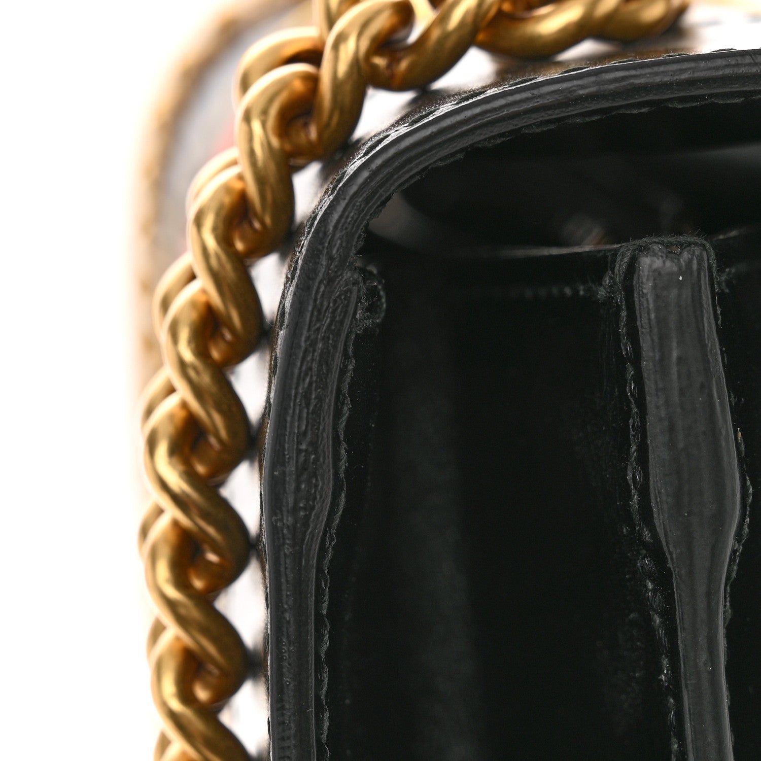 Gucci Calfskin Web Heart Medium GG Marmont Chain Handle Bag Black 13 of 14