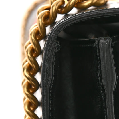 Gucci Calfskin Web Heart Medium GG Marmont Chain Handle Bag Black 13 of 14