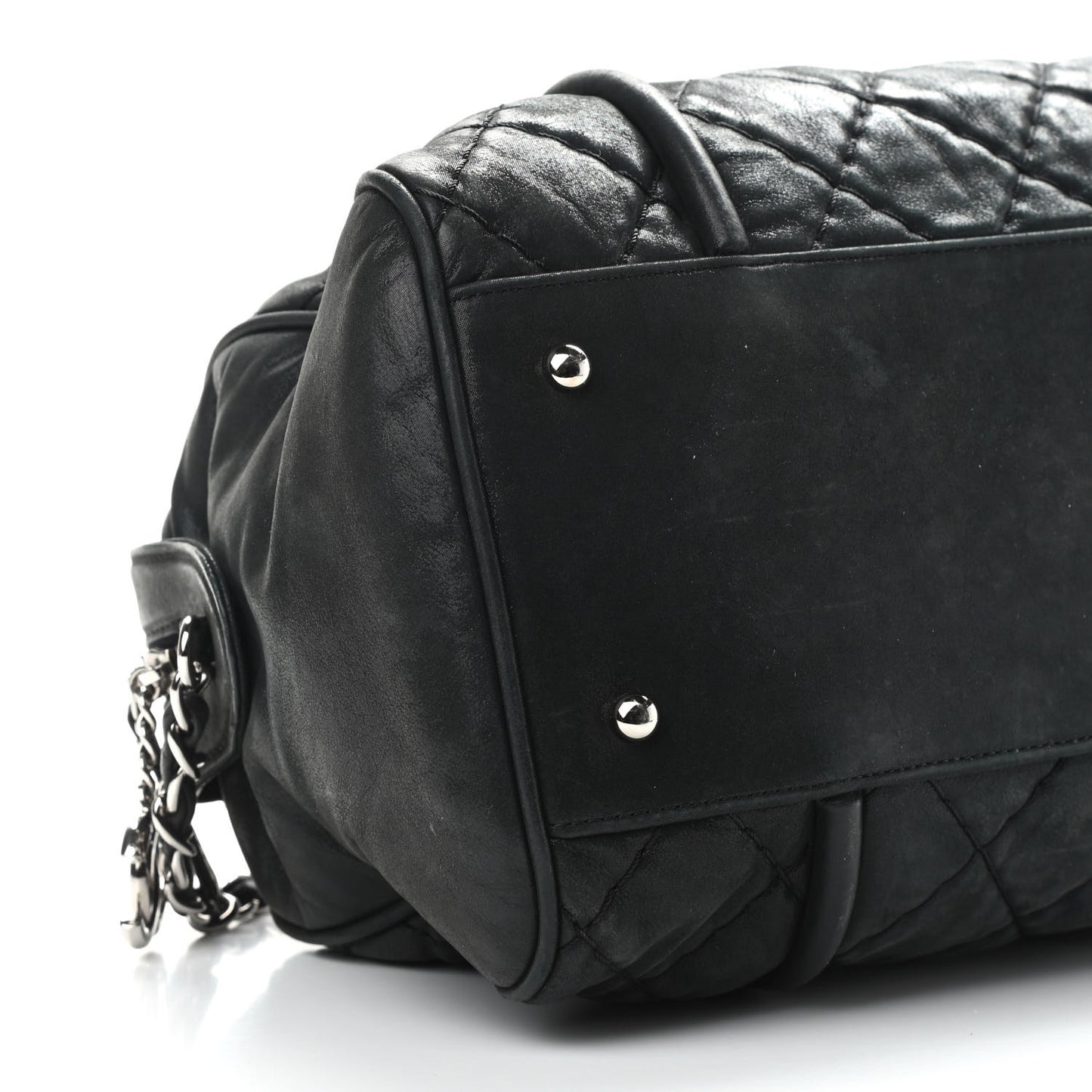 Calfskin Quilted Relax CC Bowler Bag Black