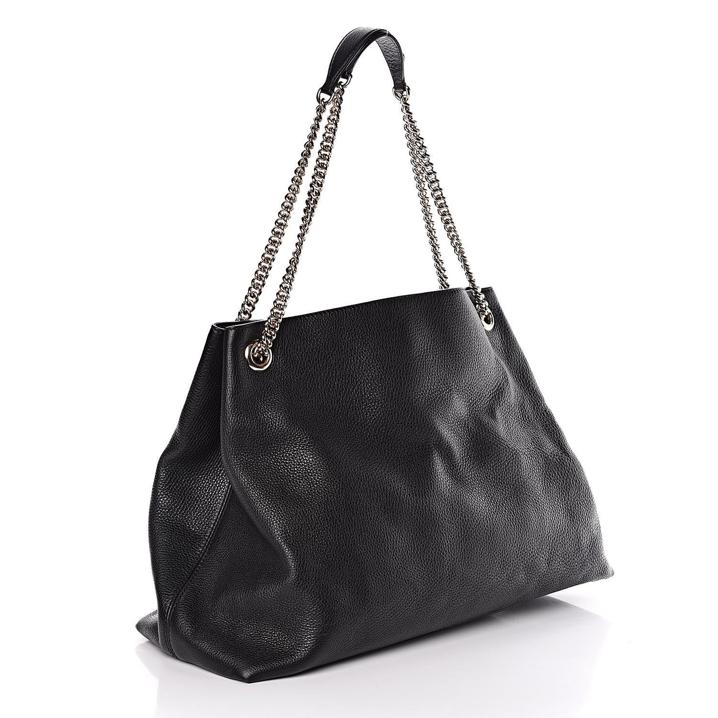 Pebbled Calfskin Large Soho Chain Shoulder Bag Black