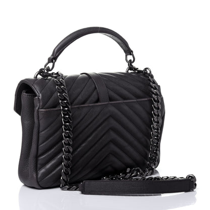 Saint Laurent Grained Calfskin Matelasse Chevron Monogram Medium College Bag Grey 2 of 4