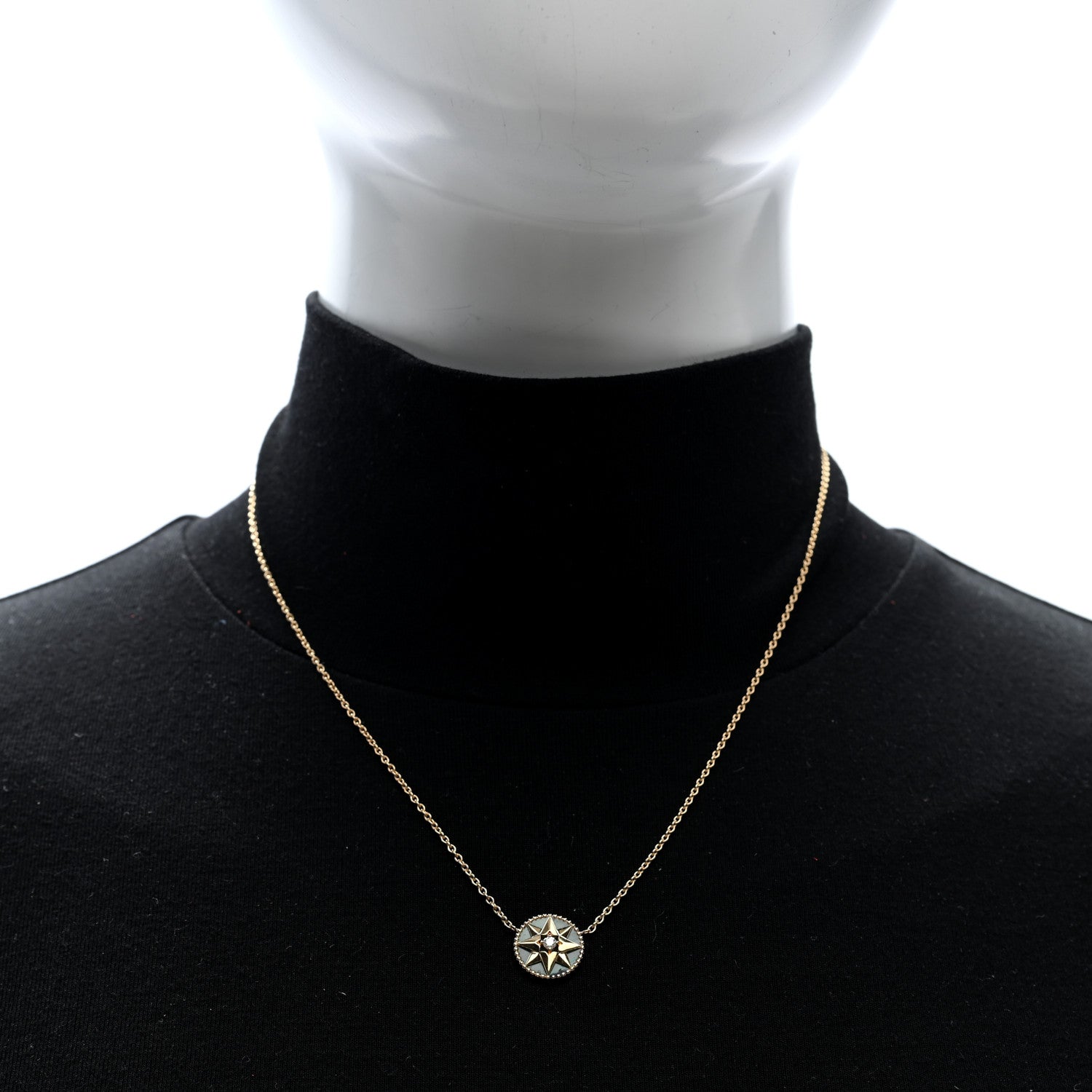 Christian Dior 18K Yellow Gold Diamond Malachite Rose Des Vents Necklace 2 of 4