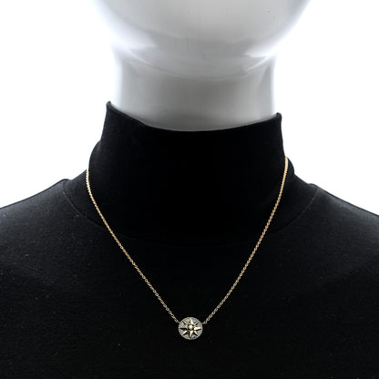 Christian Dior 18K Yellow Gold Diamond Malachite Rose Des Vents Necklace 2 of 4