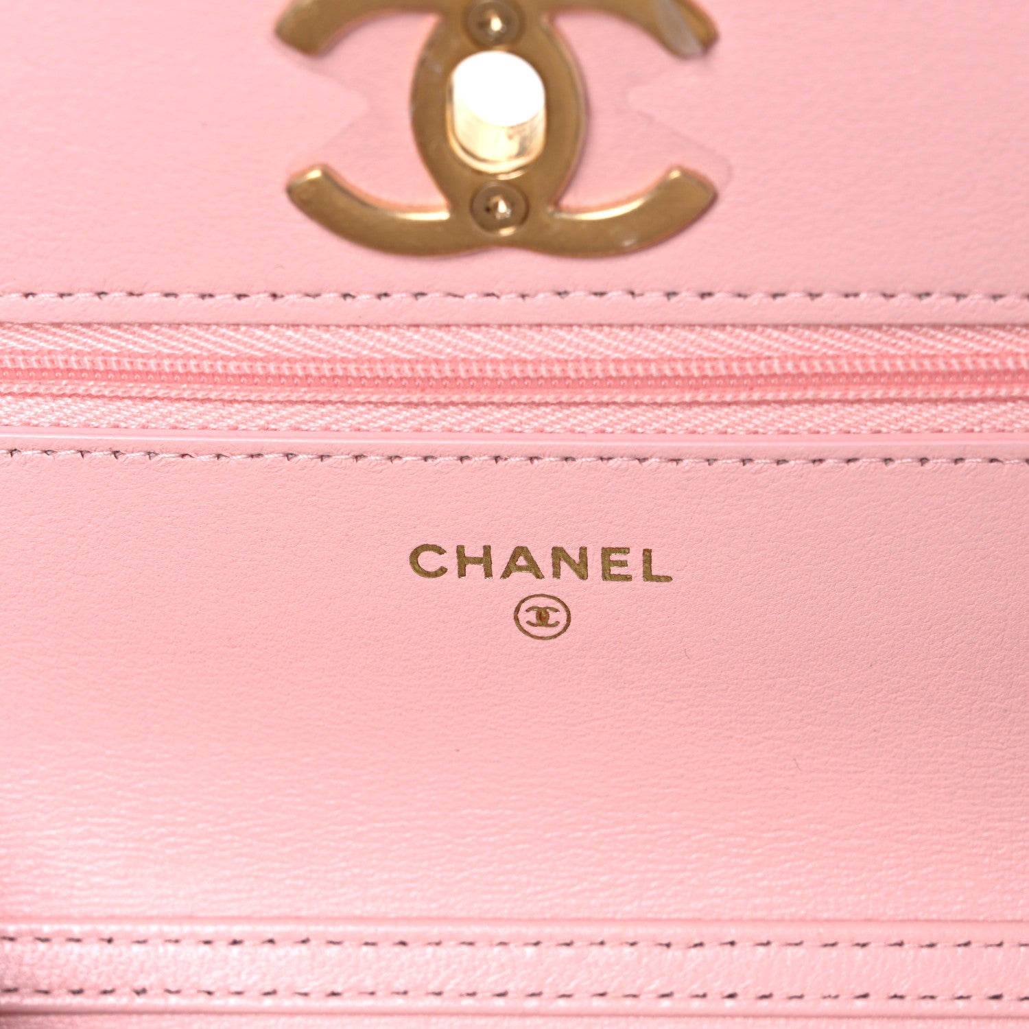 Chanel Shiny Lambskin Quilted CC Slide Wallet On Chain WOC  Light Pink 5 of 10