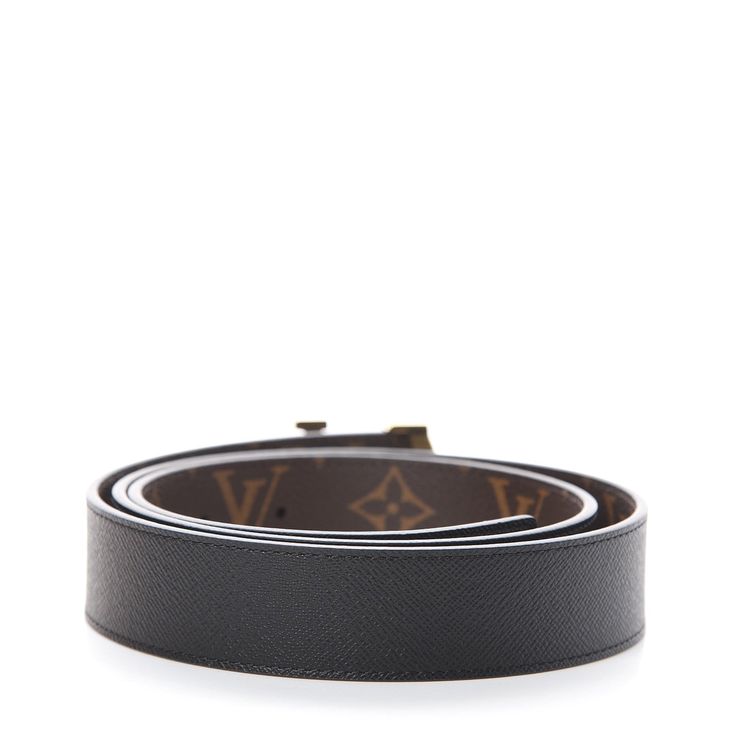 Calfskin Monogram 30mm LV Initiales Reversible Belt 85 34 Black