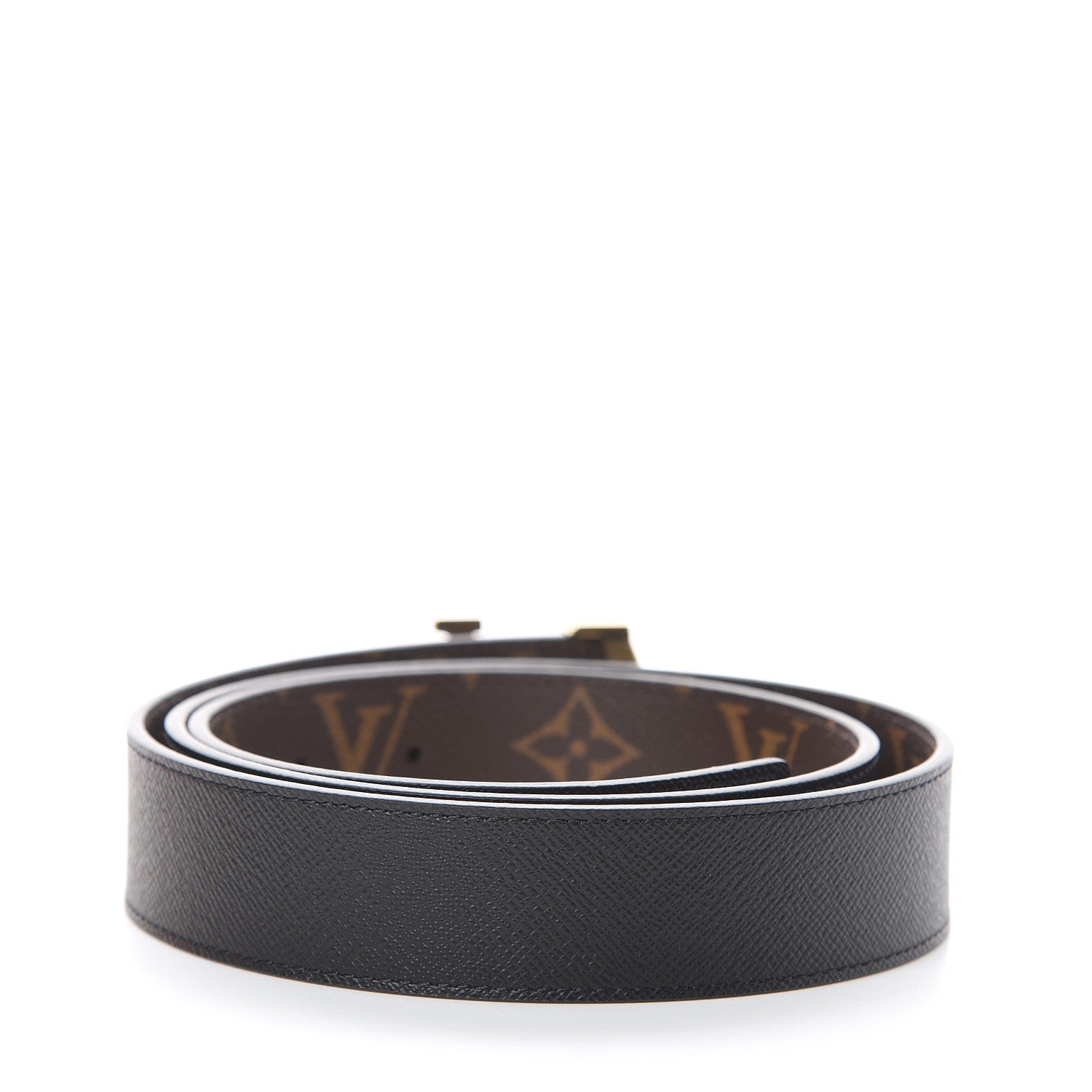 Louis Vuitton Calfskin Monogram 30mm LV Initiales Reversible Belt 85 34 Black 2 of 5