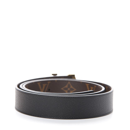 Louis Vuitton Calfskin Monogram 30mm LV Initiales Reversible Belt 85 34 Black 2 of 5