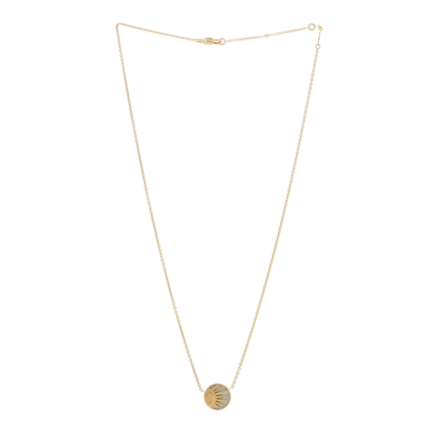 18K Yellow Gold Platinum Diamond Black Onyx Mother of Pearl Rose Celeste Pendant Necklace
