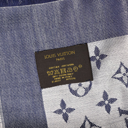 Louis Vuitton Wool Silk Monogram Denim Shawl Blue 3 of 4