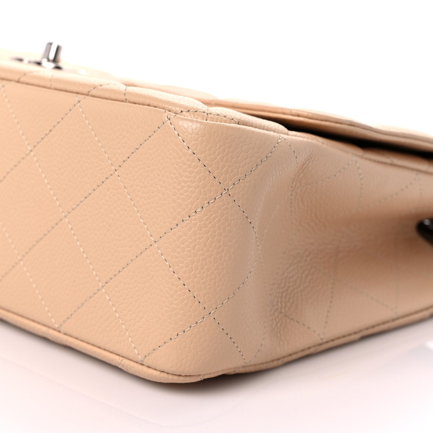 Caviar Quilted Jumbo Single Flap Beige