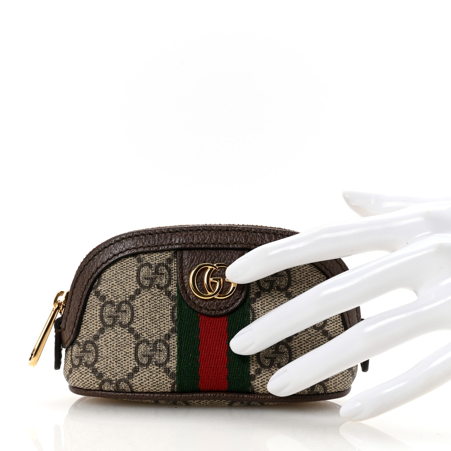 Gucci GG Supreme Monogram Web Ophidia Dome Key Pouch Beige New Acero 2 of 8