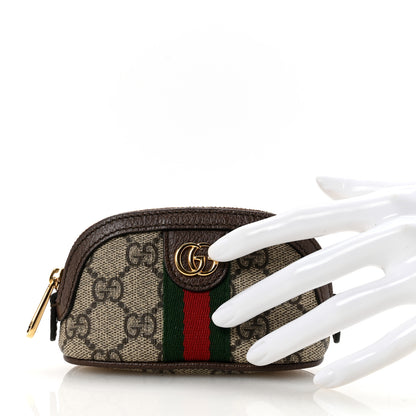 Gucci GG Supreme Monogram Web Ophidia Dome Key Pouch Beige New Acero 2 of 8